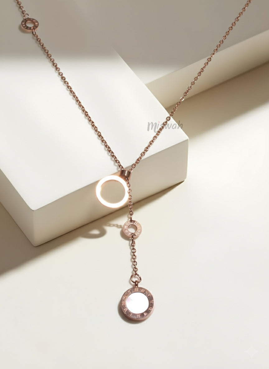 Rose Gold Roman Pendant Necklace