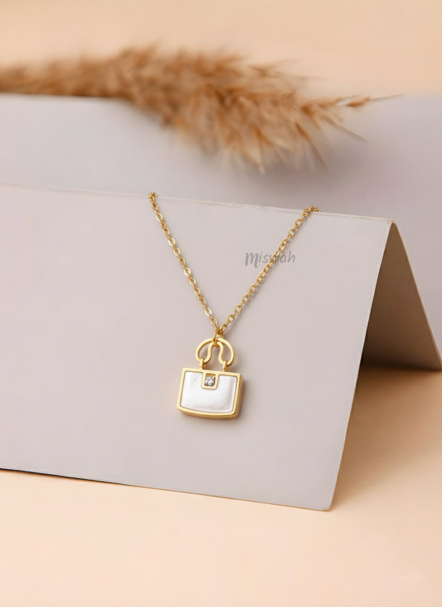 Golden Handbag Pendant Necklace | Chic Everyday Necklace by Miswah