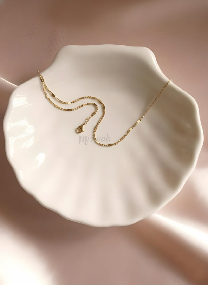 Dainty Gold Plated Station Chain Bracelet