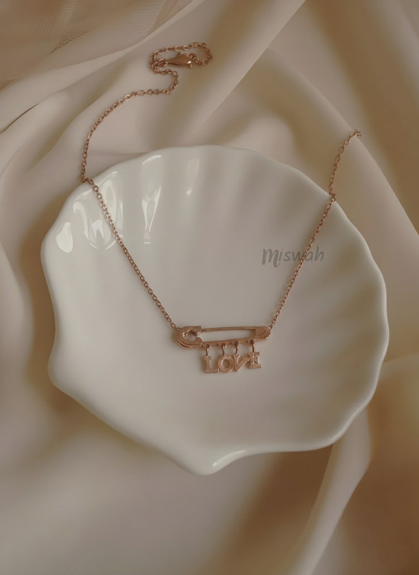 Safety Pin Charm Necklace