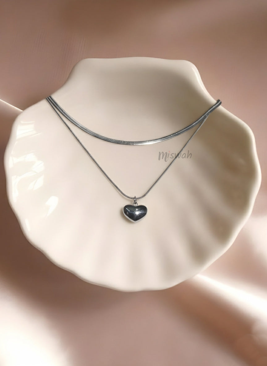 Heart Layered Necklace Set