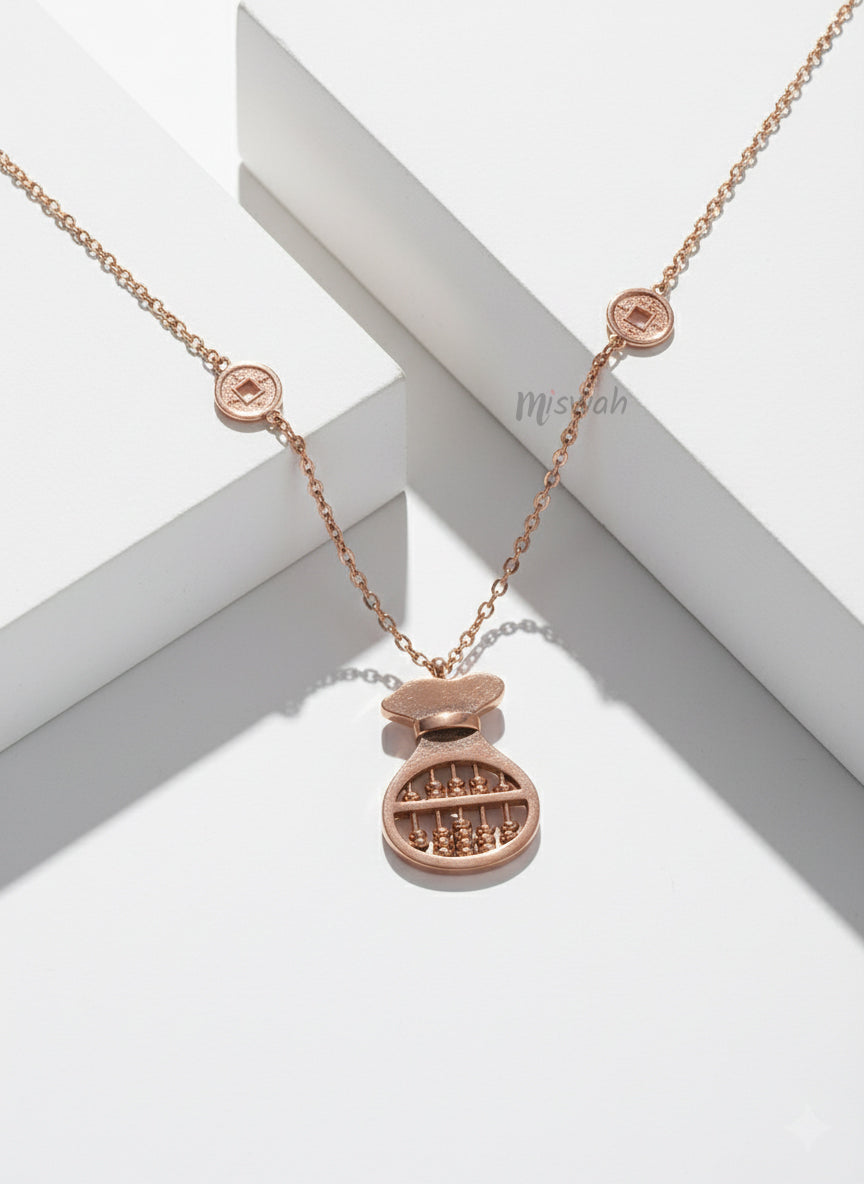 Rose Gold Fortune Bag Necklace – Miswah