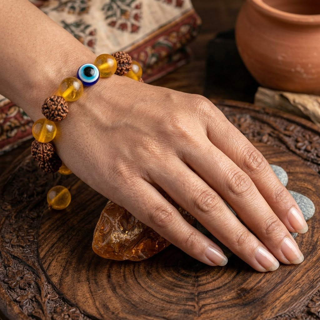 Rudraksha Yellow Stone Protection Bracelet