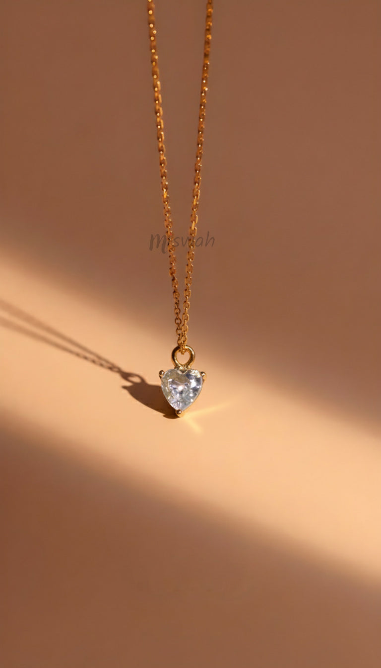 Dainty Gold Heart Charm Necklace