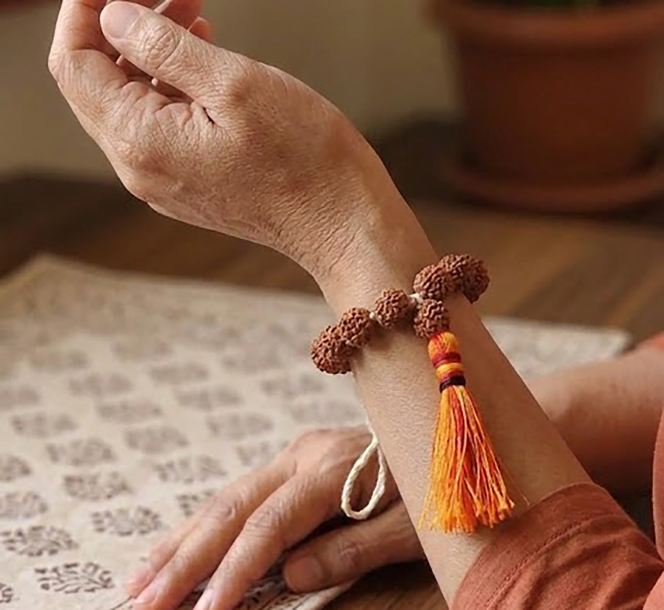 Natural Rudraksha Mala Bracelet
