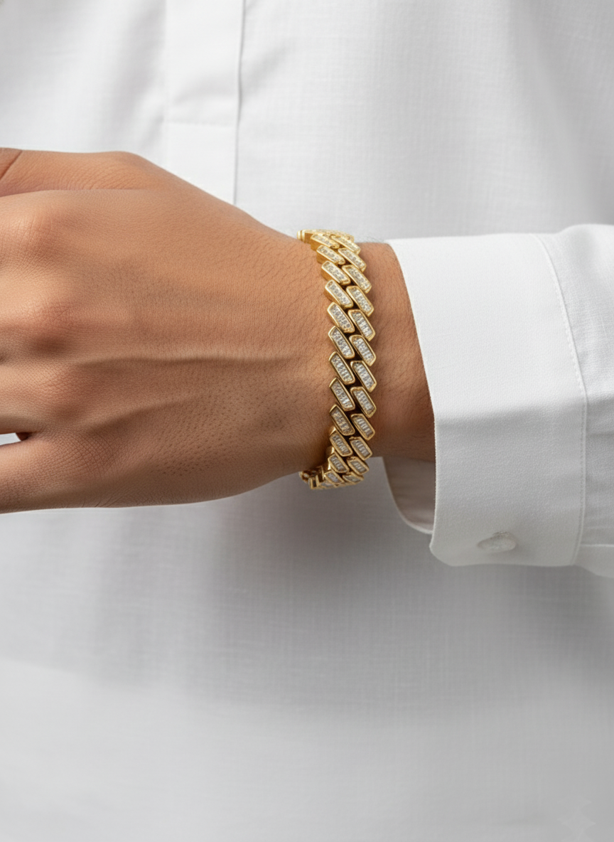 Men's/Women's Gold Plated Baguette Cuban Link Bracelet