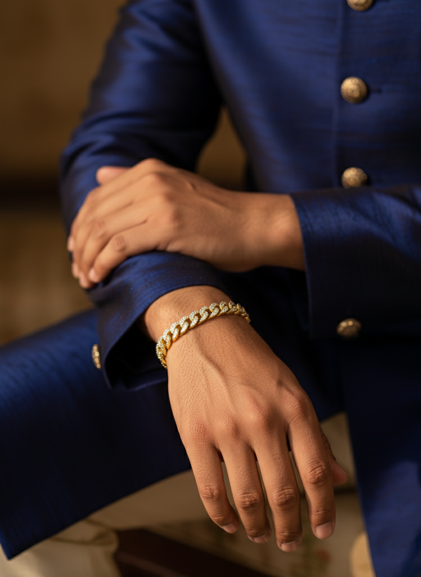 Dazzling Pave-Set Curb Chain Bracelet - Gold Plated