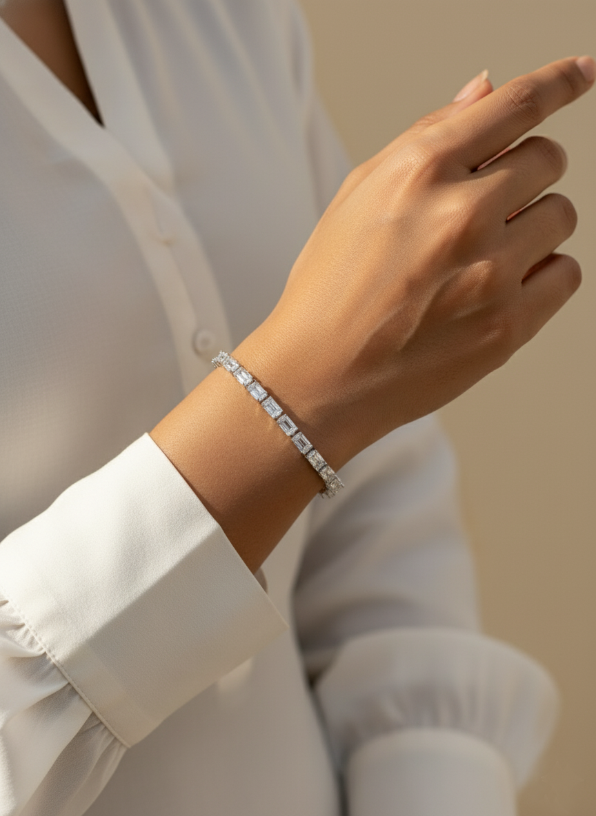 Dazzling Emerald Cut Tennis Bracelet