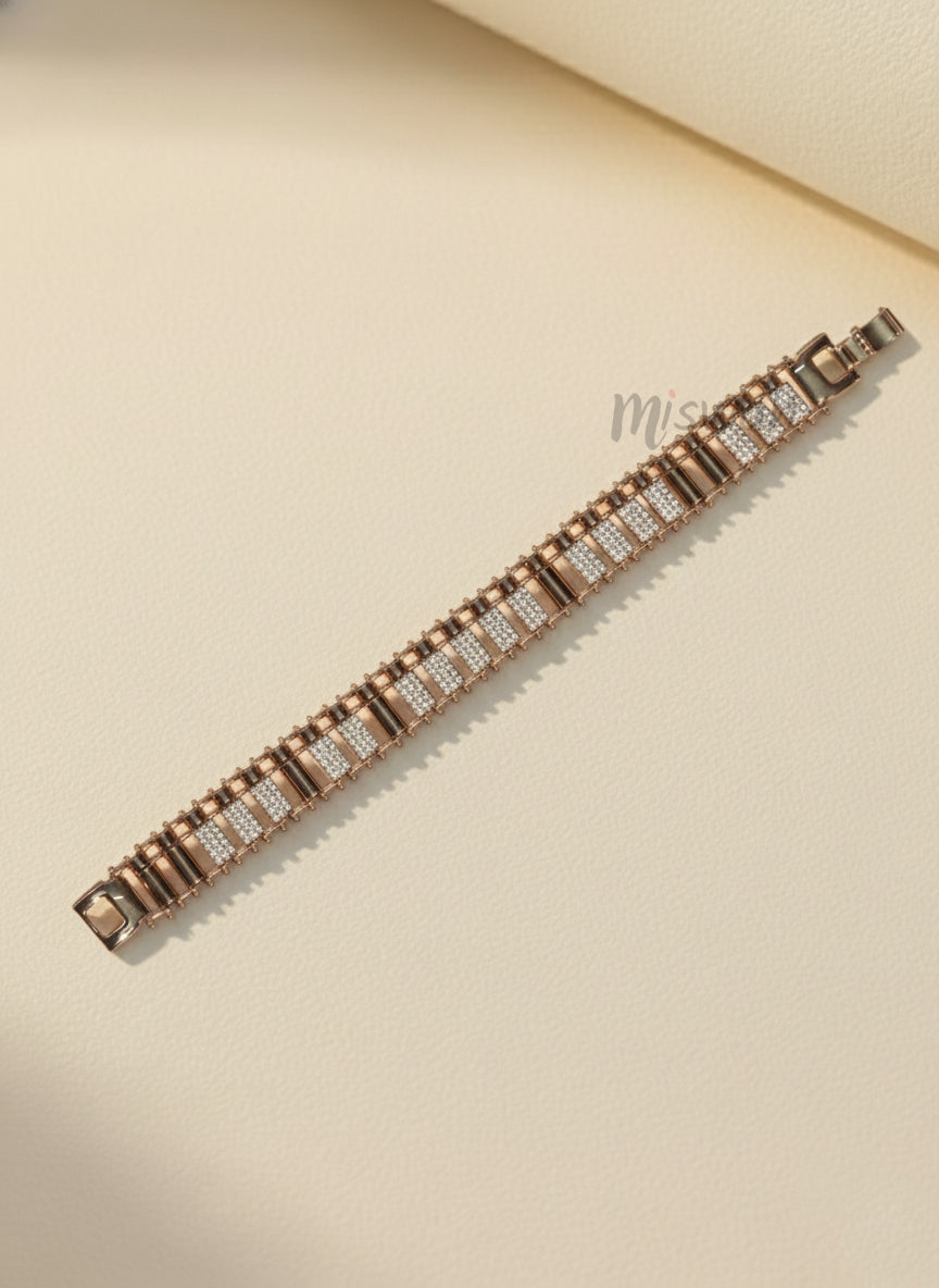 Luxury Rose Gold & Diamond-Simulant Link Bracelet