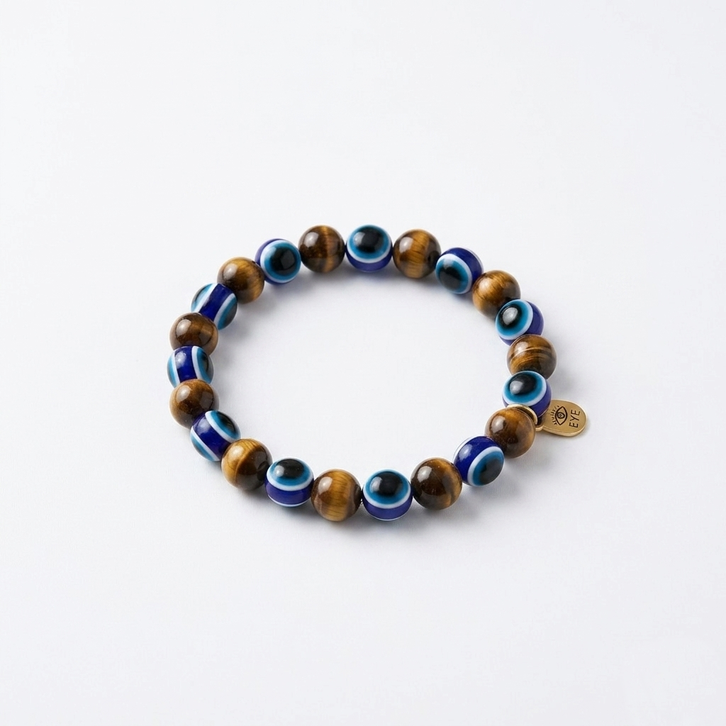 Evil Eye Protection Bracelet with Tiger Eye & Hematite