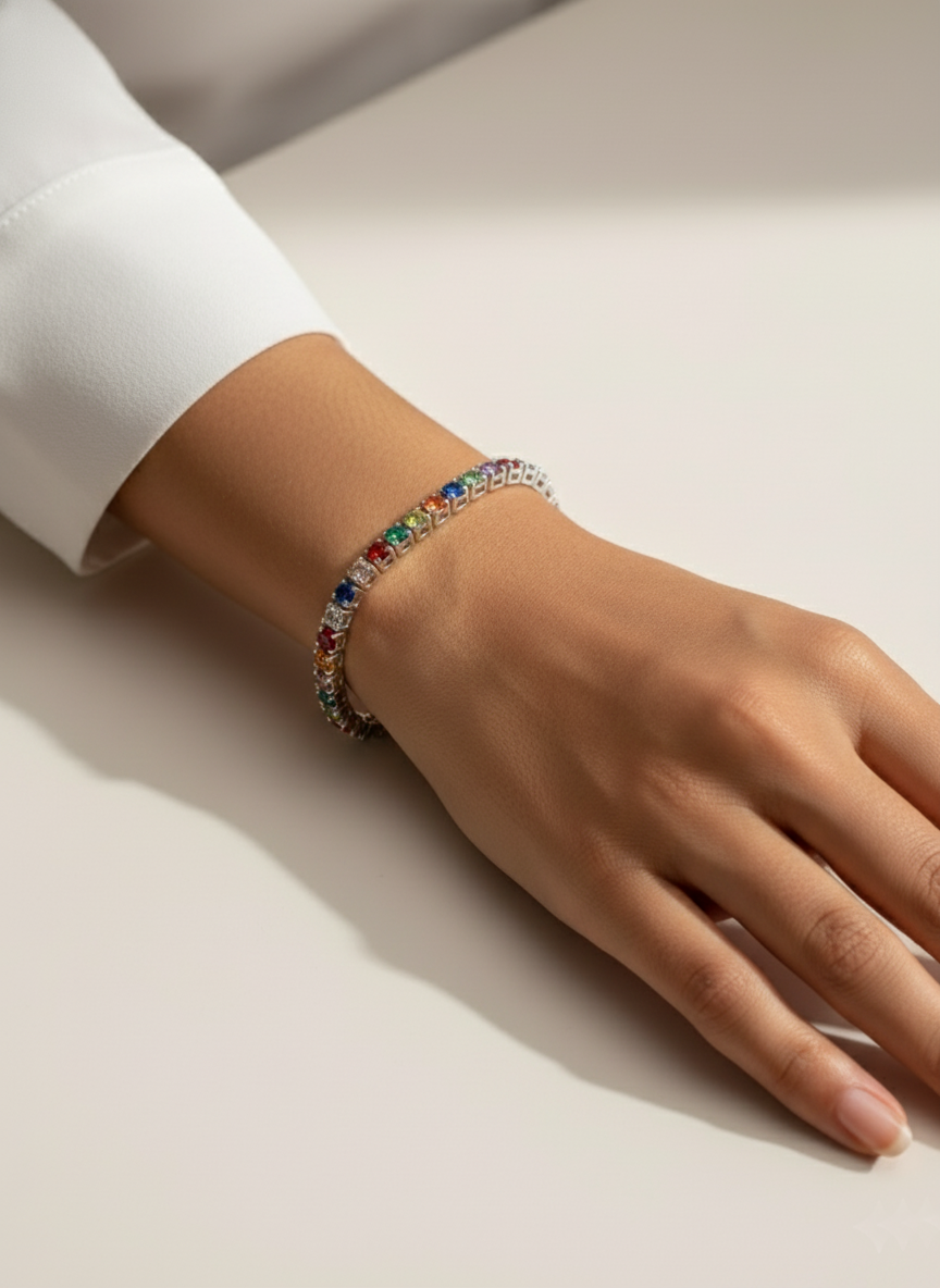 Spectrum Spark Silver Tennis Bracelet-1.50 mm