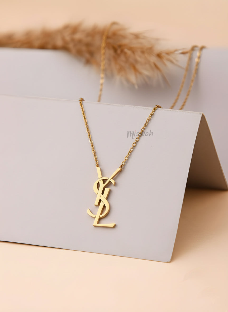 Gold Initial Letter Pendant Necklace