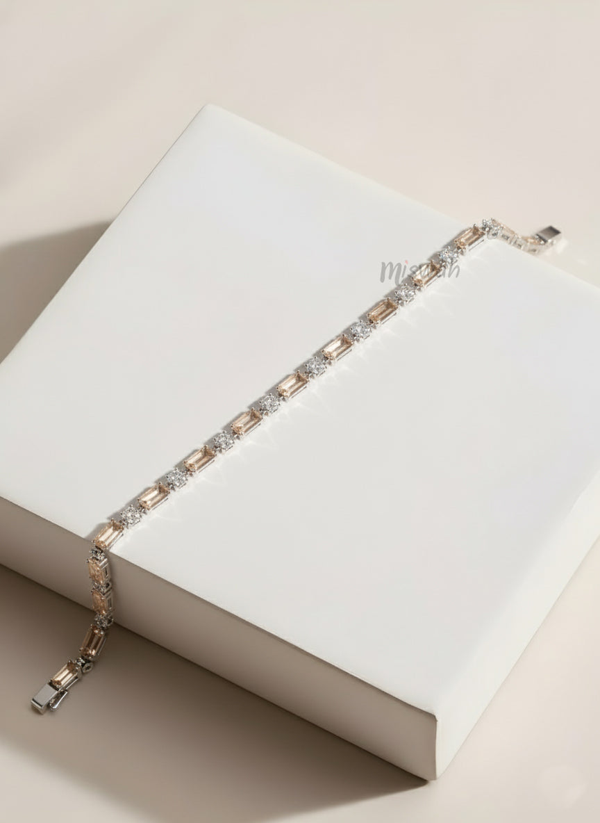 Champagne Baguette & Bloom Tennis Bracelet