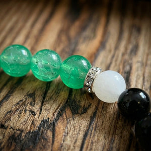 Green Aventurine & Black Beaded Bracelet