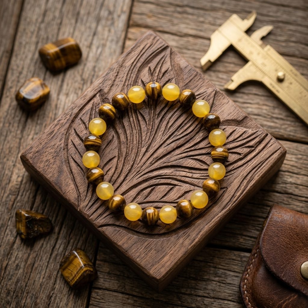 Tiger Eye and Yellow Jade Bracelet