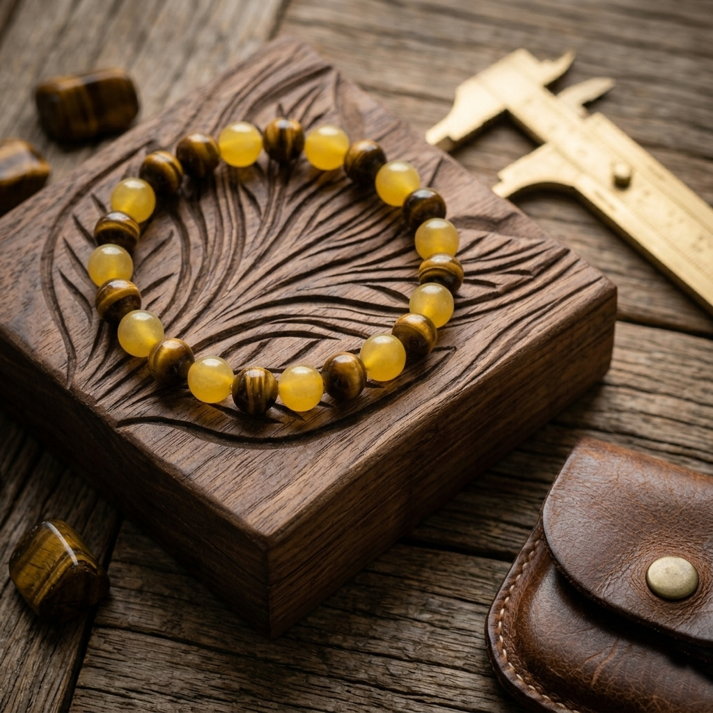Tiger Eye and Yellow Jade Bracelet