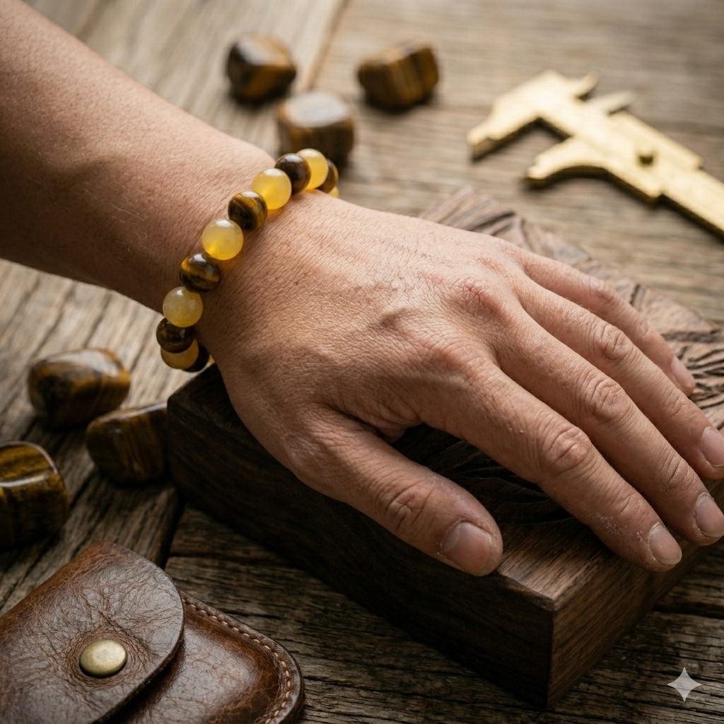 Tiger Eye and Yellow Jade Bracelet