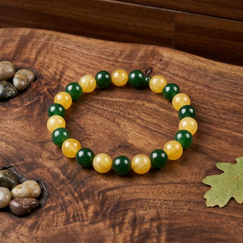 Green & Yellow Jade Beaded Bracelet