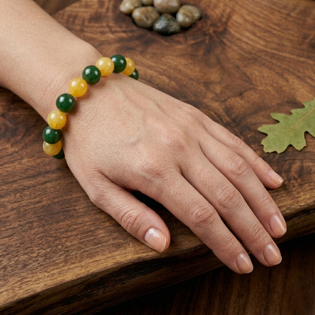 Green & Yellow Jade Beaded Bracelet