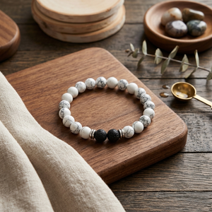 White Howlite & Lava Stone Bracelet