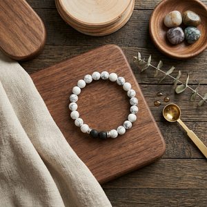 White Howlite & Lava Stone Bracelet