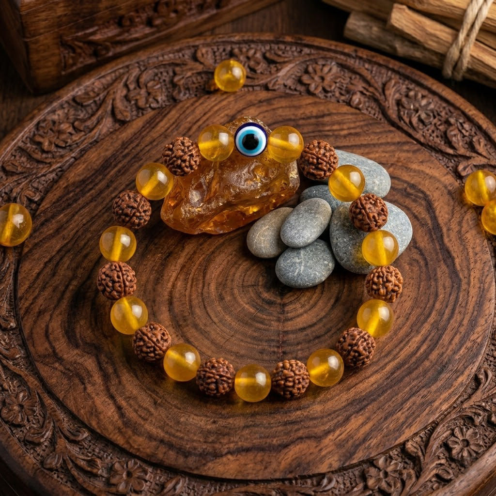 Rudraksha Yellow Stone Protection Bracelet