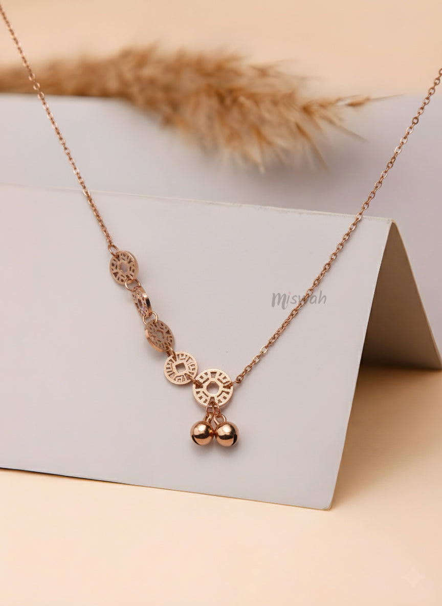Rose Gold Geometric Charm Necklace