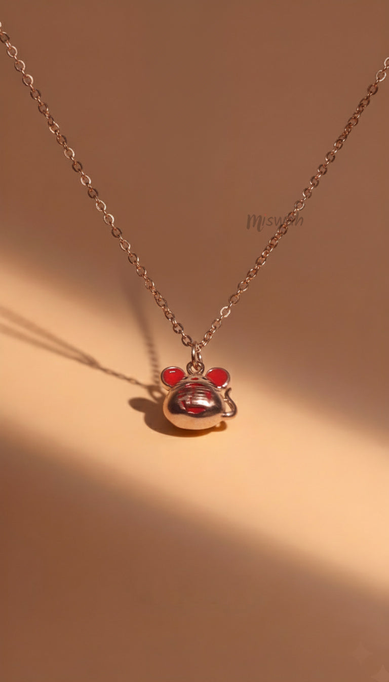 Rose Gold Mouse Pendant Necklace