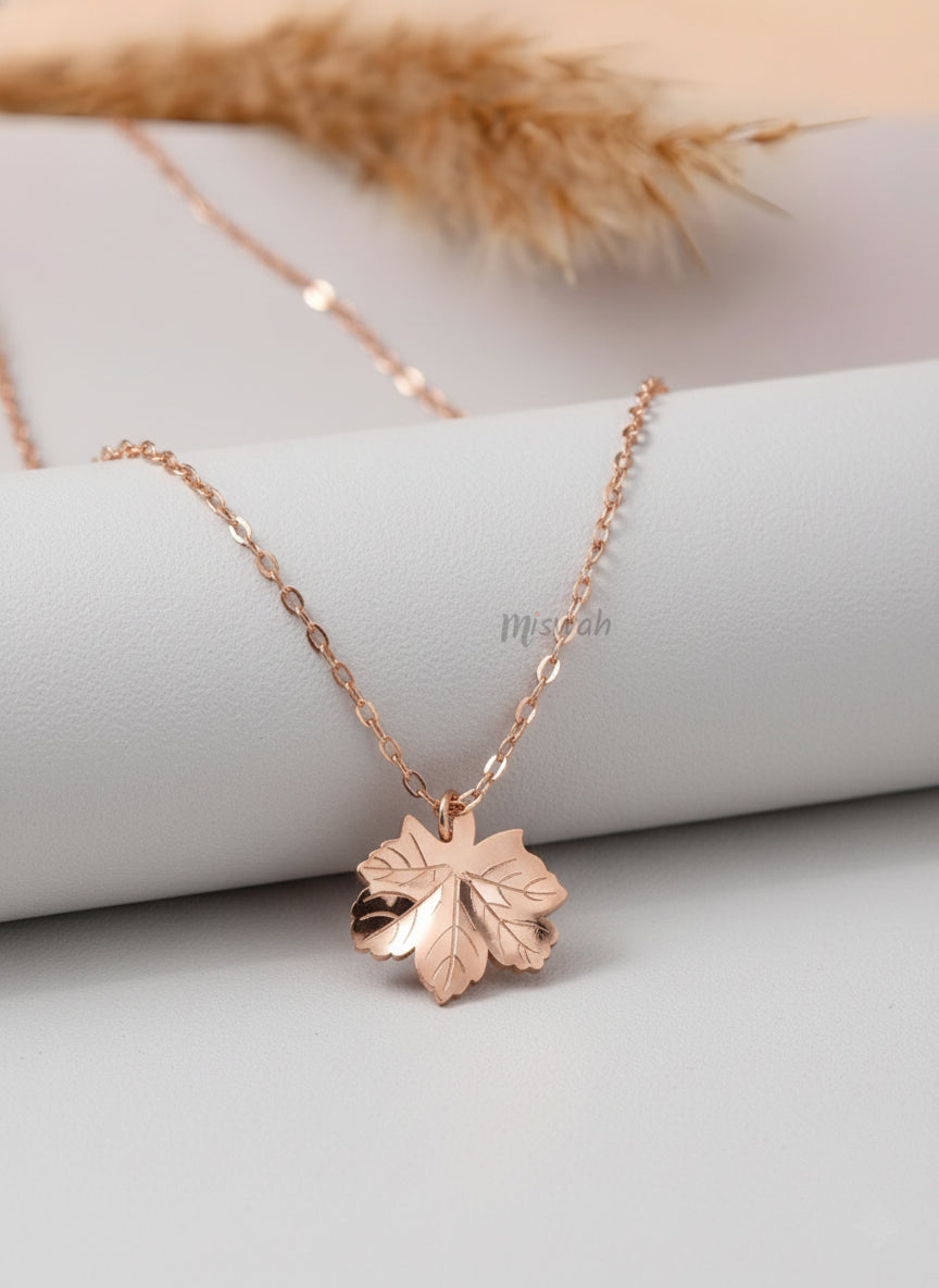 Rose Gold Leaf Pendant Necklace