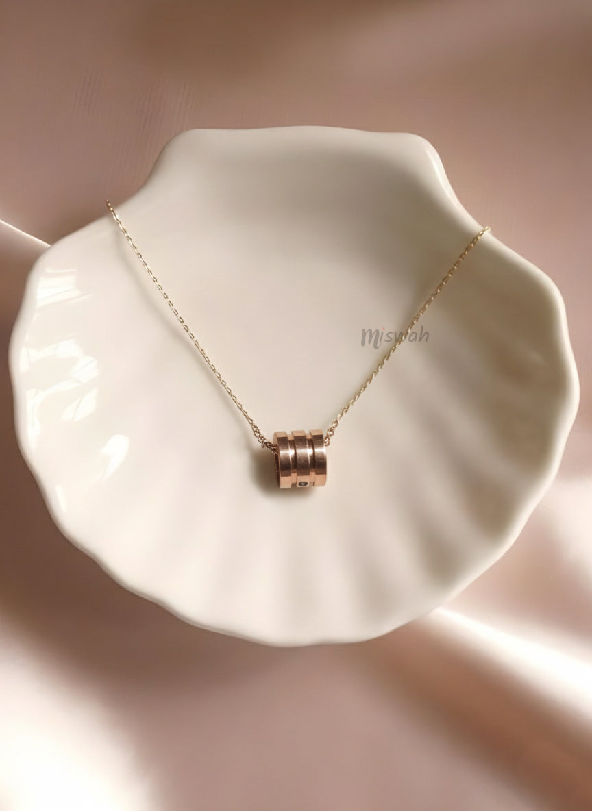 Triple Layer Roman Ring Pendant Necklace