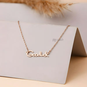 Good Luck Script Necklace