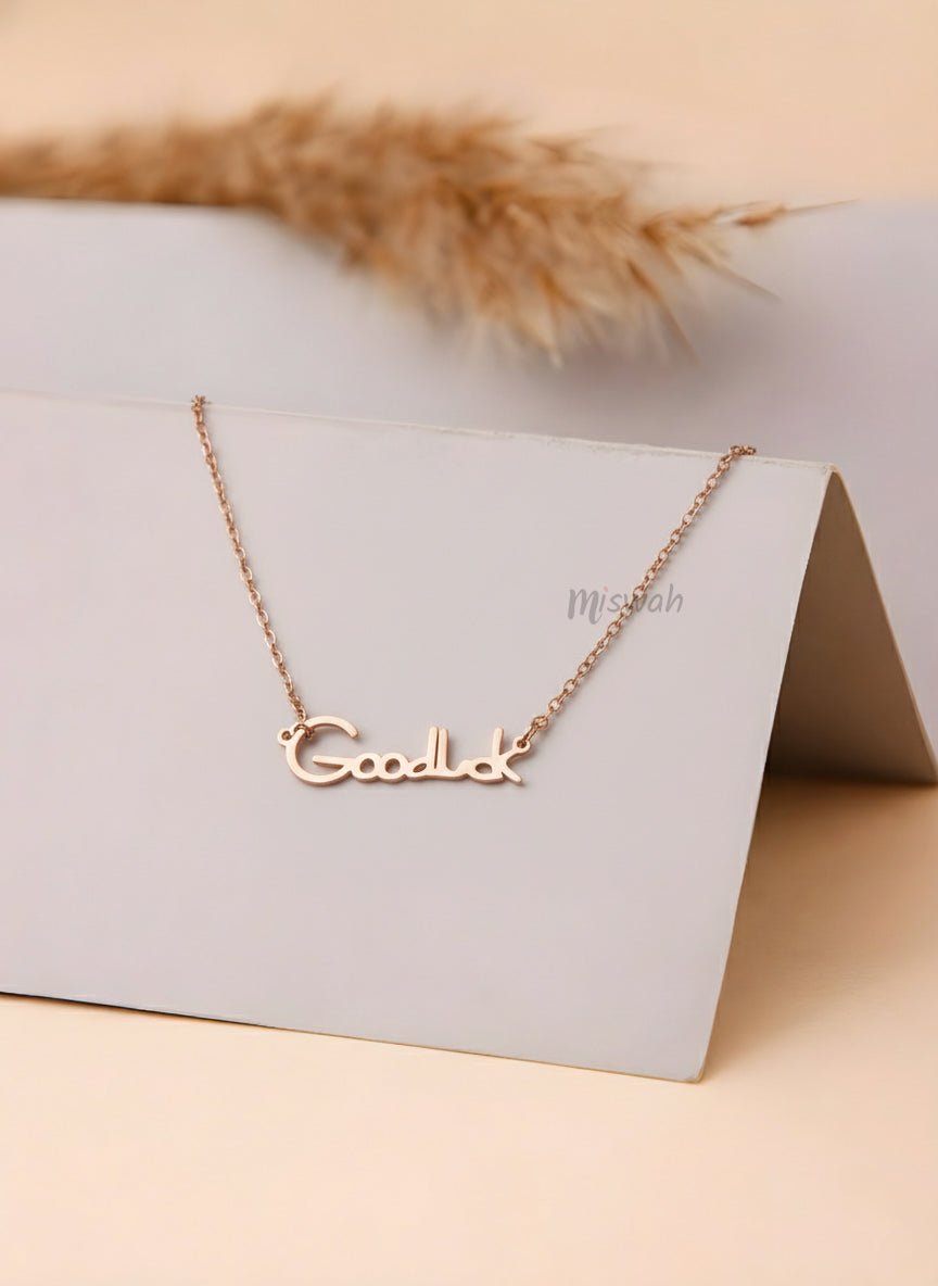 Good Luck Script Necklace