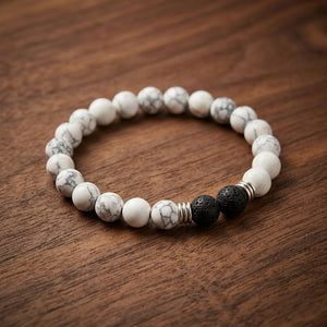White Howlite & Lava Stone Bracelet