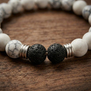 White Howlite & Lava Stone Bracelet