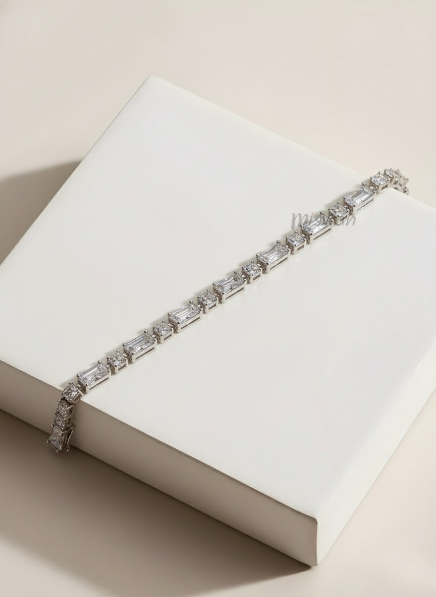 Silver Iced Out Geometric Tennis Bracelet