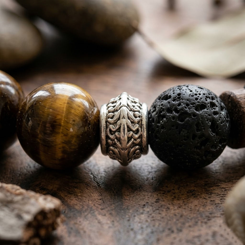 Handmade Tiger Eye & Lava Stone Bracelet