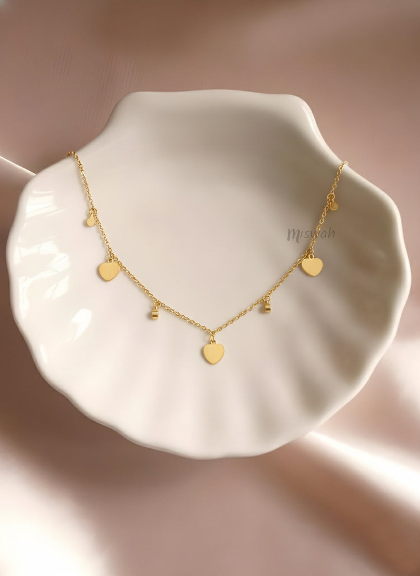 Dainty Gold Heart Drop Necklace