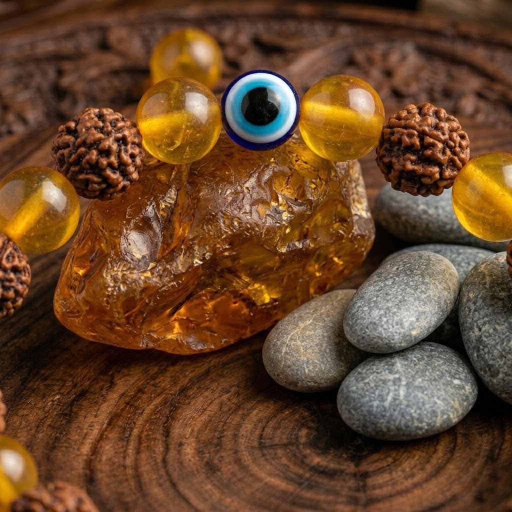 Rudraksha Yellow Stone Protection Bracelet