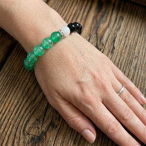 Green Aventurine & Black Beaded Bracelet