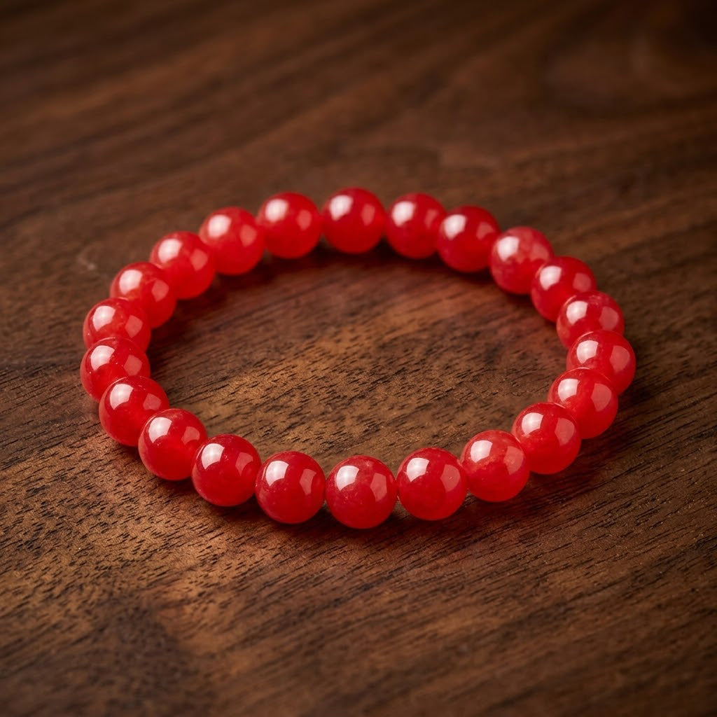 Red Beaded Stretch Bracelet