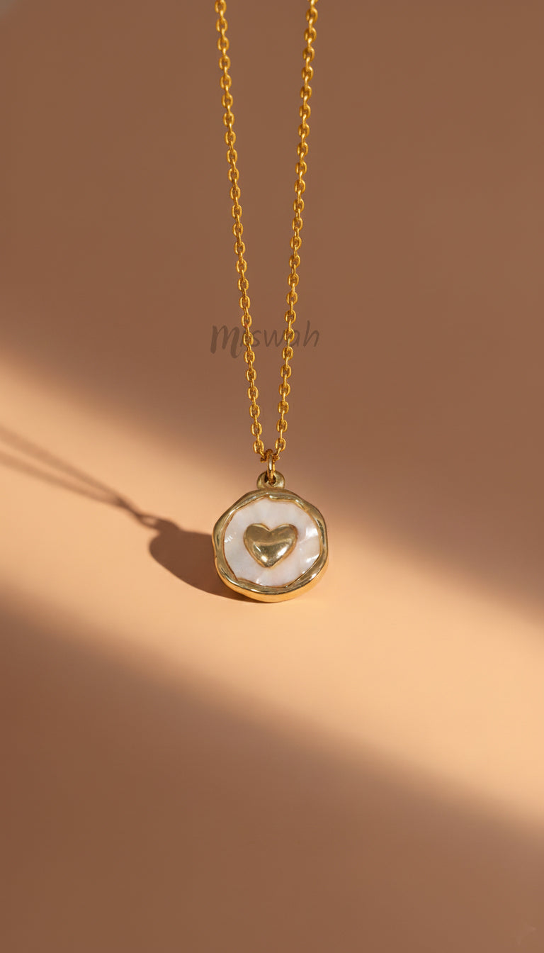 Vintage Gold Heart Disc Necklace