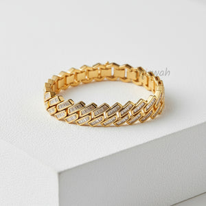 Men's/Women's Gold Plated Baguette Cuban Link Bracelet