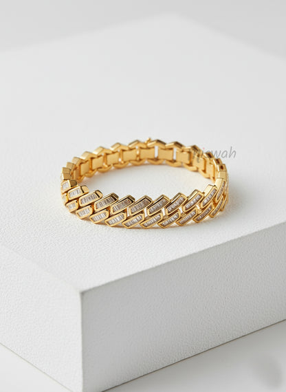 Men's/Women's Gold Plated Baguette Cuban Link Bracelet