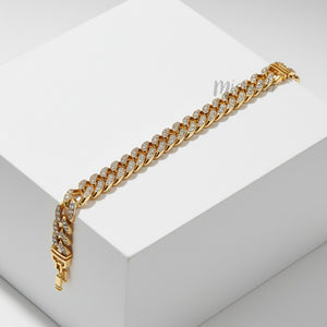 Iced Out Pavé Cuban Link Bracelet | Gold Finish