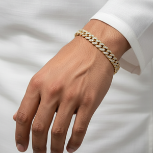 Iced Out Pavé Cuban Link Bracelet | Gold Finish