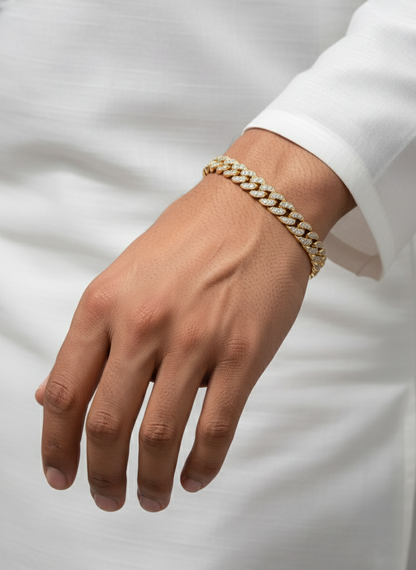 Iced Out Pavé Cuban Link Bracelet | Gold Finish