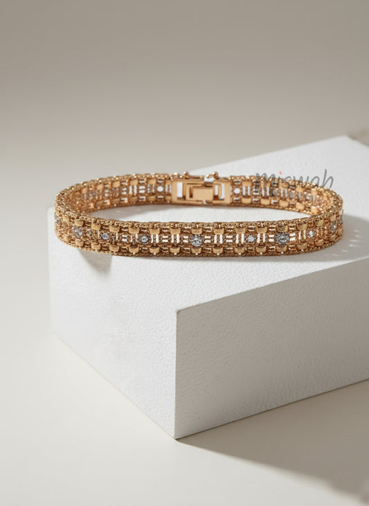 "The Heirloom Elegance" Rose Gold-Plated CZ Pave Chain Bracelet