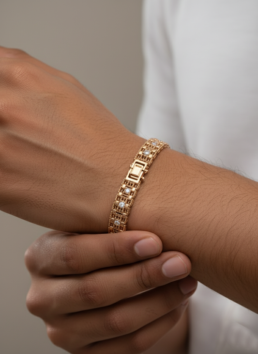 "The Heirloom Elegance" Rose Gold-Plated CZ Pave Chain Bracelet