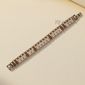 Luxury Rose Gold & Diamond-Simulant Link Bracelet