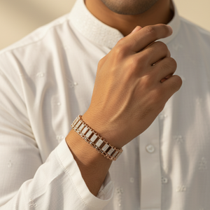 Luxury Rose Gold & Diamond-Simulant Link Bracelet